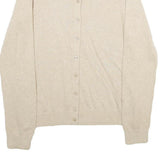 TOMMY HILFIGER Womens Beige Plain Cotton Button Up Crew Neck Jumper M Classic