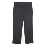DICKIES Mens Polyester Blend Black Regular Straight Trousers W30 L30 Zip Closure