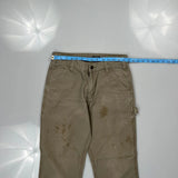 Carhartt Carpenter Trousers - 29W 32L Khaki Cotton