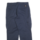 DICKIES Mens Cotton Blend Navy Regular Straight Leg Trousers W36 L32 Workwear