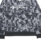 CHAMPION Womens Black & Grey Tie Dye Pullover Hoodie L Cotton Blend