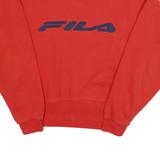 FILA Womens Red Crew Neck M Logo Sweatshirt Cotton Blend Casual Pullover