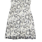 BOSS HUGO BOSS Womens Grey White Geometric Sleeveless Day Polyester Dress M