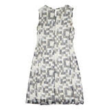BOSS HUGO BOSS Womens Grey White Geometric Sleeveless Day Polyester Dress M