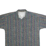 FRANK Mens Green & Purple Pattern Shirt L Button Cotton Casual Summer