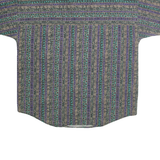 FRANK Mens Green & Purple Pattern Shirt L Button Cotton Casual Summer