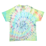 GILDAN Mens Yellow Tie Dye T-Shirt XL Short Sleeve Crew Neck Spiral Pattern