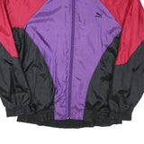 PUMA Womens Purple & Red & Black Jacket L Polyester Blend Colourblock Zip Long