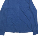 WHITE STUFF Womens Blue Shirt Long Sleeve Button Neck UK 12 Linen Casual Top