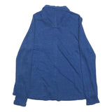 WHITE STUFF Womens Blue Shirt Long Sleeve Button Neck UK 12 Linen Casual Top