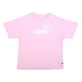 PUMA Womens Pink T-Shirt L Short Sleeve Crew Neck Logo Printed Cotton Blend