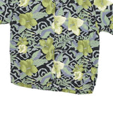 BON HOMME Mens Green Pattern Rayon Shirt M Floral Black Grey Hawaiian Casual