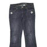 Womens Dark Blue Regular Flared Denim Jeans Cotton Blend W31 L30 Embellished