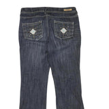 Womens Dark Blue Regular Flared Denim Jeans Cotton Blend W31 L30 Embellished
