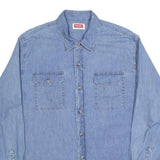 WRANGLER Mens Blue Cotton Blend Denim Shirt L Classic Casual Long Sleeve