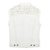 LEVI'S Womens White Studded Denim Jacket S Cotton Sleeveless Button Fasten