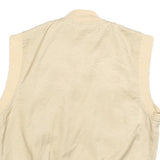 Womens Beige Sleeveless Zip Jacket S Polyester Blend Plain Utility Pocket Chain