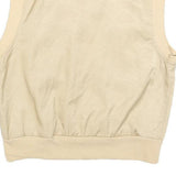 Womens Beige Sleeveless Zip Jacket S Polyester Blend Plain Utility Pocket Chain