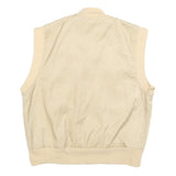 Womens Beige Sleeveless Zip Jacket S Polyester Blend Plain Utility Pocket Chain