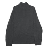 POLO RALPH LAUREN Mens Charcoal Patterned Jumper 1/4 Zip Cotton L Pullover