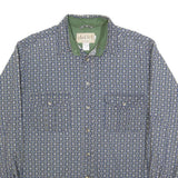DUFFEL Mens Blue & Green Cotton Blend Shirt M Long Sleeve Casual Patterned