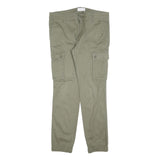 PIER ONE Womens Cotton Blend Slim Cargo Trousers Olive Green W34 L30 Casual