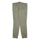 PIER ONE Womens Cotton Blend Slim Cargo Trousers Olive Green W34 L30 Casual