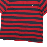 NAUTICA Mens Red & Navy Striped Short Sleeve Polo Shirt XL Cotton Blend Casual