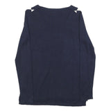 TOMMY HILFIGER Womens Navy & White Patterned V Neck Basic Knit S Jumper Cotton