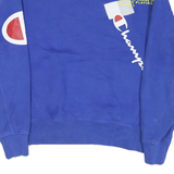 CHAMPION Mens Blue Crew Neck S Cotton Blend Pullover Sweatshirt Logo Print
