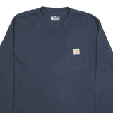 CARHARTT Mens Navy Blue Pocket Long Sleeve Crew Neck T-Shirt M Cotton Blend