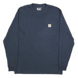 CARHARTT Mens Navy Blue Pocket Long Sleeve Crew Neck T-Shirt M Cotton Blend