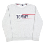 TOMMY HILFIGER Womens Grey Cotton Blend Crew Neck M Logo Sweatshirt Pullover