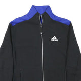 ADIDAS Mens Black & Blue Track Jacket S Cotton Blend Zip Athletic Fit Sportswear
