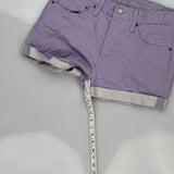 Levis Denim Shorts - 32W UK 12 Purple Cotton