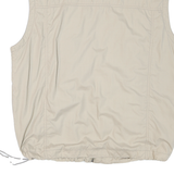 Mens Beige Polyester Blend Utility Vest L Zip Plain Multi Pocket Functional