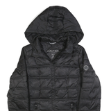 NAUTICA Womens Black Hooded Jacket S Polyester Quilted Zip Up Puffer Hooded