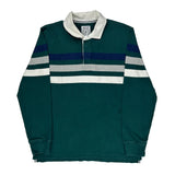 Lands End Striped Rugby Shirt - Large Green Cotton