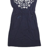 BODEN Womens Blue Cotton Blend Day Jersey Floral Embroidered Sleeveless UK 6