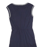 BODEN Womens Blue Cotton Blend Day Jersey Floral Embroidered Sleeveless UK 6