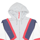 CHAMPION Mens Grey Navy & Red Full Zip Hoodie M Colourblock Casual Sportswear
