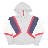 CHAMPION Mens Grey Navy & Red Full Zip Hoodie M Colourblock Casual Sportswear