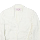 PHASE EIGHT Womens White Textured Jacket S Polyester Blend Button Closure