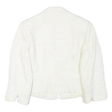 PHASE EIGHT Womens White Textured Jacket S Polyester Blend Button Closure