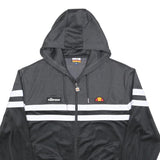 ELLESSE Womens Black & Grey Zip Up Hooded Polyester Blend Hoodie UK 14