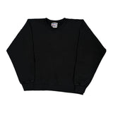90S Blank Hanes Sweatshirt - Large Black Cotton Blend