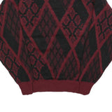 CAMBRIDGE CLASSICS Womens Wine & Black Patterned Jumper Crew Neck Basic Knit L