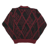 CAMBRIDGE CLASSICS Womens Wine & Black Patterned Jumper Crew Neck Basic Knit L