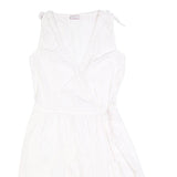 MAX&CO Womens White Cotton Blend Wrap Dress Sleeveless Short UK 8 Summer