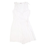 MAX&CO Womens White Cotton Blend Wrap Dress Sleeveless Short UK 8 Summer